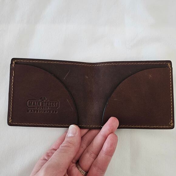 Main Street Forge Brown Leather Front Pocket Slim Bi-fold Wallet $54 Basic Mens - Picture 4 of 9